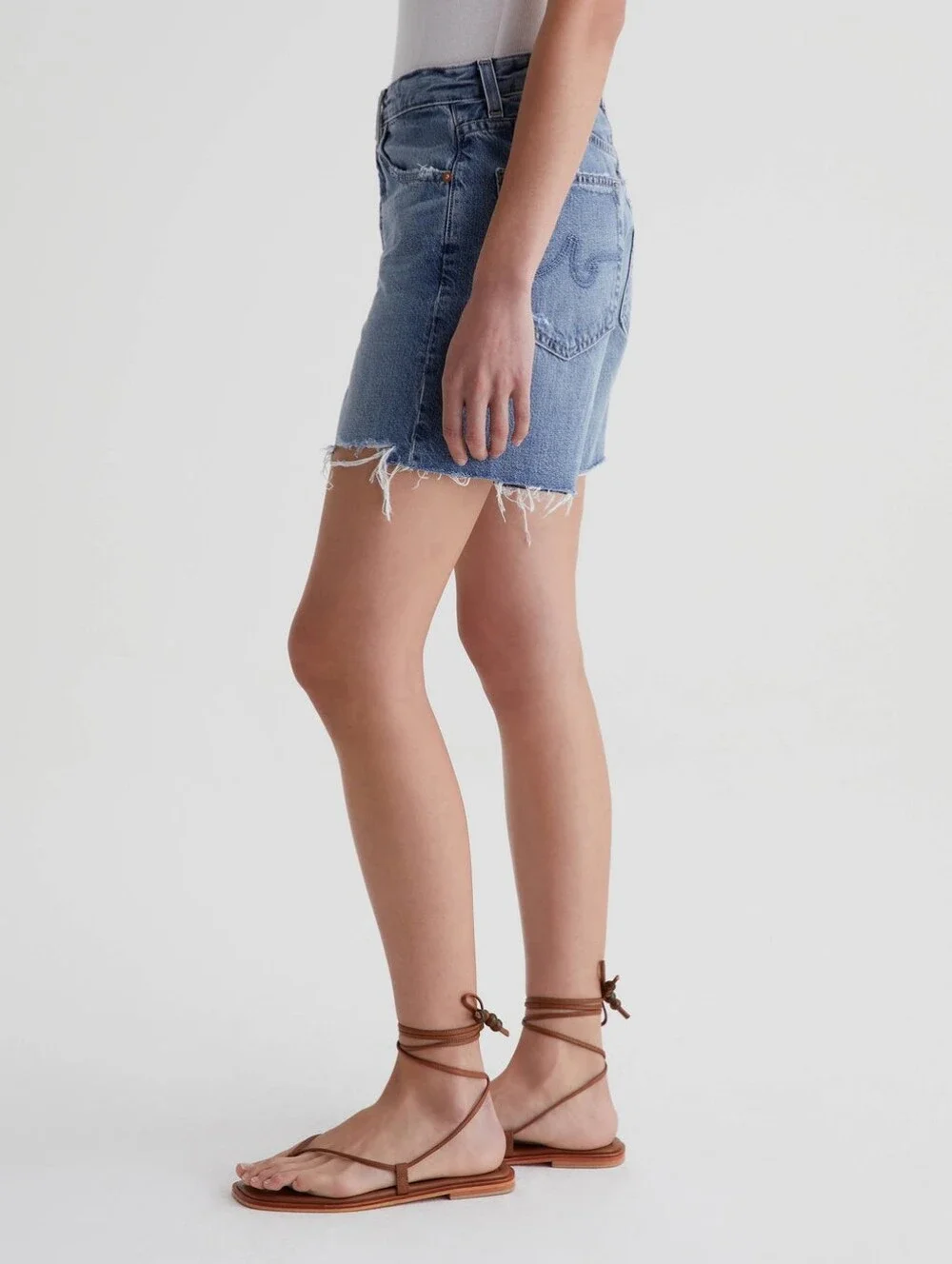 AG Jeans Myth Clove High-Rise Baggy Fit Button Fly Cut Off Shorts Size 25